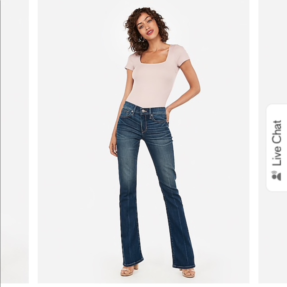 Express Denim 5/6 L Relaxed Fit Low Rise Flare